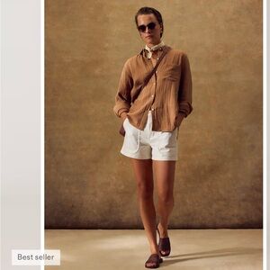 Quince Organic Stretch Cotton Twill Utility Shorts Size 2 NWT